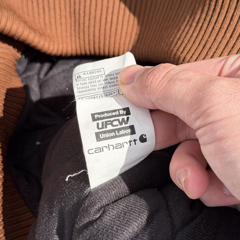 Carhartt Duck Active Jacket Mens Large J140 Brown Canvas Hooded Workwear Y2K - Picture 10 of 11